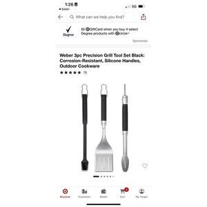 NEW Weber 3pc Precision Grill Outdoor Cookware Set Tool in Black